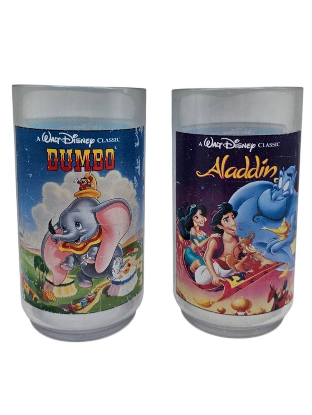Burger King Walt Disney Classic plastic collector cups 1994 Aladdin Dumbo